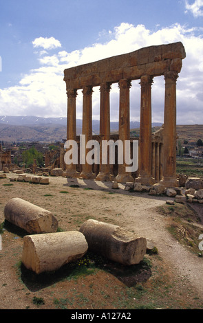 Le colonne del tempio di Giove Baalbek in Libano Foto Stock