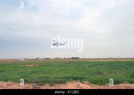 Marzo 2003 vicino ad Diwaniyah Iraq noi elicotteri pattuglia il cielo di Iraq come Marines passare verso Bagdad Kit R Roane Foto Stock