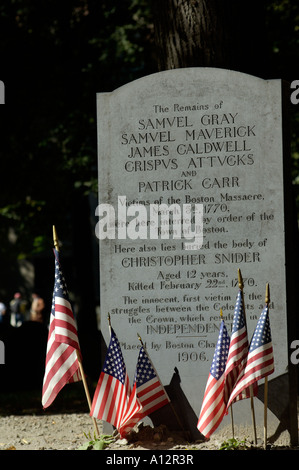 Massacro di Boston vittime grave Vecchio Granaio di seppellimento di massa nel Boston Massachusetts. Fotografia digitale Foto Stock