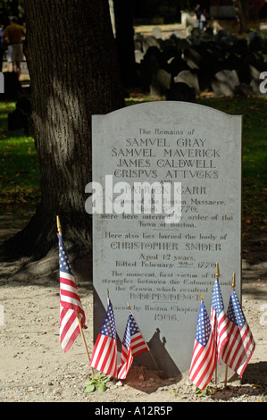 Massacro di Boston vittime grave Vecchio Granaio di seppellimento di massa nel Boston Massachusetts. Fotografia digitale Foto Stock