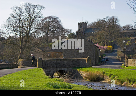 Downham village vicino a Clitheroe, Ribble Valley, Lancashire, Inghilterra Foto Stock