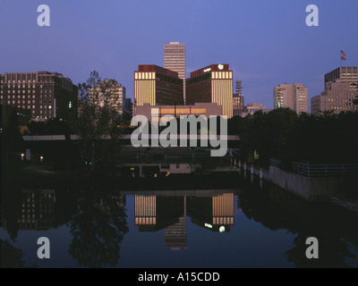 Omaha Nebraska USA skyline all'alba Foto Stock