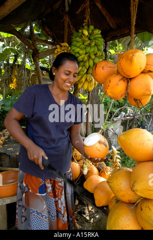 Sri Lanka market bar pub coco dado cibo bere latte Foto Stock
