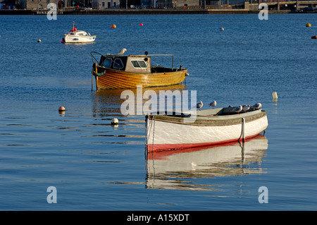 Barche di tutte le forme e le descrizioni nelle acque intorno a Plymouth, Regno Unito. Foto Stock