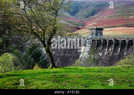 Grwyne Fawr dam si trova tra i bellissimi, laminazione le montagne nere di Powys, Wales, Regno Unito Foto Stock