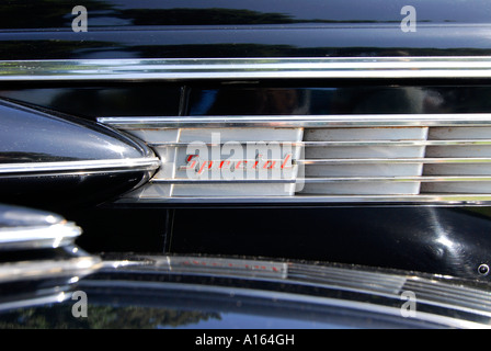 "Buick speciale distintivo ^1938 'Speciale ^badge" sul lato del cofano" Foto Stock