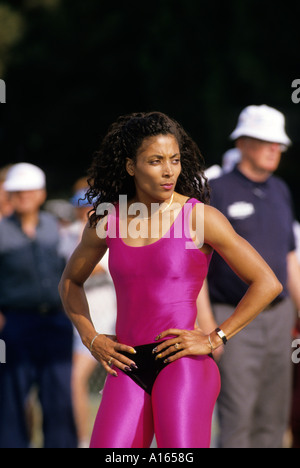 Stock digitale immagine di Firenze Griffith Joyner in esecuzione in pista soddisfare Foto Stock