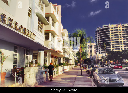 Ocean Drive Hotel Art Deco District, Miami Beach, Florida, Stati Uniti d'America Foto Stock