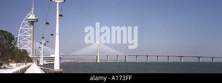 Dal ponte Vasco da Gama Lisbona Portogallo Foto Stock