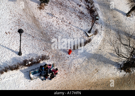 Una veduta aerea di Singisoara, Romania. Foto Stock