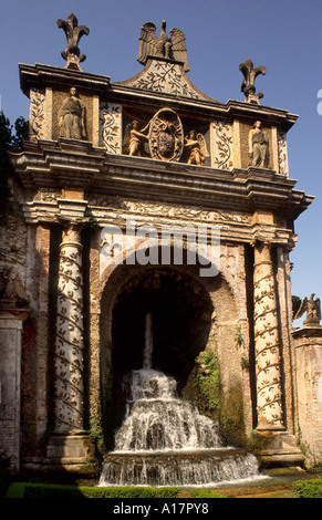 Villa d'Este Villa del 16th secolo a Tivoli, fontane rinascimentali italiane nei pressi di Roma, il cardinale Ippolito II d'Este Papa Alessandro V, Italia. Foto Stock