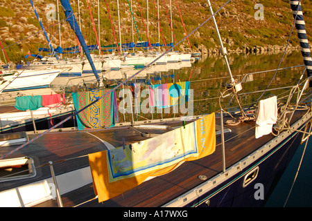 Ormeggio barche a vela, Datca Peninsula, Turchia Foto Stock