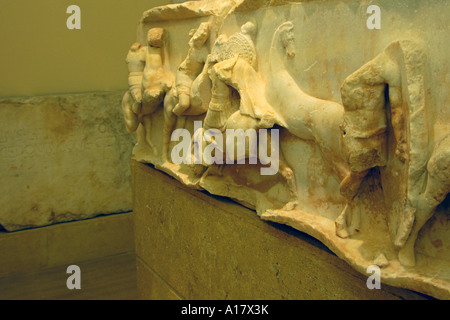 Marmo scolpito fregio, Museo Delphi, Grecia Foto Stock