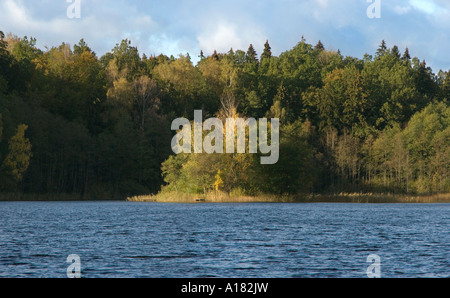 Lago Glebokie, Autunno, Masurian Lake District, Polonia Foto Stock