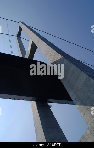 Storebaelt East Bridge tra le isole di Sjaelland e Fyn Danimarca Foto Stock