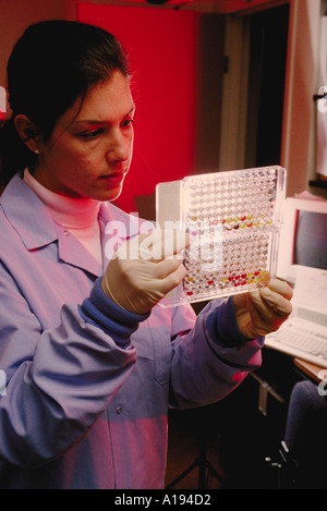 Micro sangue pannello di test di laboratorio medico CA Foto Stock