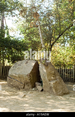 Merlin's tomba, Broceliande foresta incantata, Paimpont, Ille et Vilaine Bretagna, Francia, Europa Foto Stock