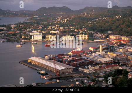 Caraibi Saint Lucia Castries panoramica del porto vicino al crepuscolo Foto Stock