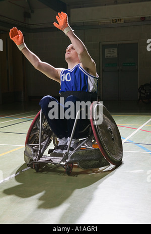 Quad giocatore di rugby Foto Stock