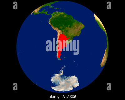 Immagine satellitare di Argentina sono evidenziati in rosso Foto Stock