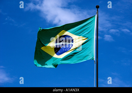 Il brasiliano della bandiera nazionale a Rio de Janeiro. Foto Stock
