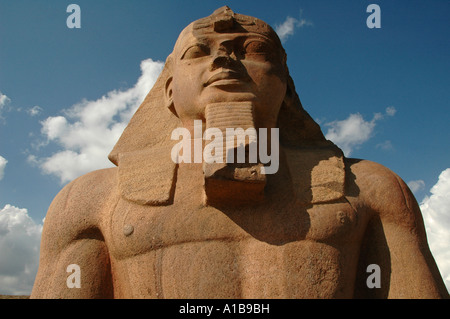 Enorme Statua di Ramesse II presso il tempio antico sito di Tanis nella parte orientale del fiume Nilo delta Alto Egitto Foto Stock