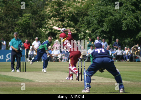 Brian Lara batting per West Indies contro l'Irlanda a amichevole internazionale cricket Stormont Belfast Irlanda del Nord Foto Stock