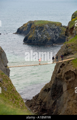Irlanda del Nord Carrick a rede ponte di corde Foto Stock