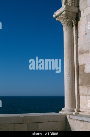 Cattedrale, Trani, Puglia, Italia. Xi - XIII secolo. Dettaglio della colonna sulla facciata. Foto Stock