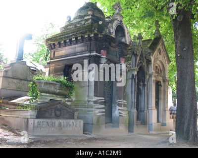 Lapide cimitero Pere Lachaise Parigi Francia Foto Stock