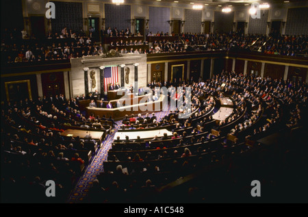 Panoramica della sessione congiunta del Congresso U durante Bill Clinton health care speech Washington DC Foto Stock