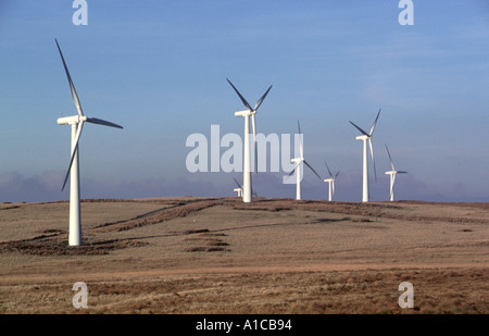 Le turbine eoliche a Carno per centrali eoliche vicino a Newtown in Powys Wales UK Foto Stock