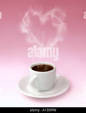 Tazza di acqua calda il giorno di san valentino caffè Foto Stock