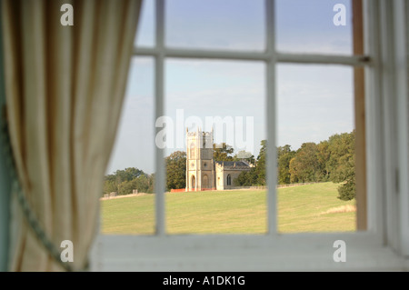 Veduta della chiesa DALLA CORTE CROOME IN PARCO CROOME CROOME D ABITOT VICINO A PERSHORE WORCESTERSHIRE REGNO UNITO Foto Stock