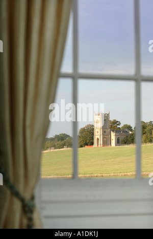 Veduta della chiesa DALLA CORTE CROOME IN PARCO CROOME CROOME D ABITOT VICINO A PERSHORE WORCESTERSHIRE REGNO UNITO Foto Stock