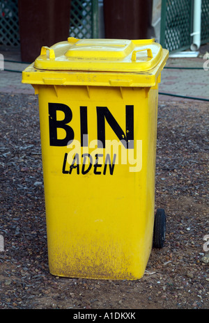 Uno scherzo spazzatura dicendo Bin Laden foto da Bruce Miller Foto Stock