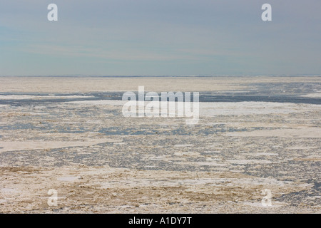 Aereo di rottura primaverile al largo delle riserve nazionali di petrolio nella costa artica del Mar Chukchi dell'Alaska Foto Stock