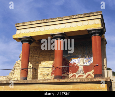 Propylaeum del nord del palazzo di Minosse a Knossos in Creta, Grecia Foto Stock