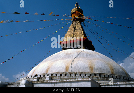 Bodnath stupa di Kathmandu regno himalayano del Nepal himalaya nepalese Foto Stock