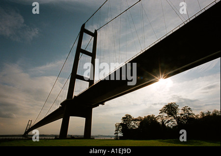 Ponte Humber vicino a Hull Inghilterra settentrionale. Il ponte di sospensione porta A15 strada tra Yorkshire e Lincolnshire Foto Stock