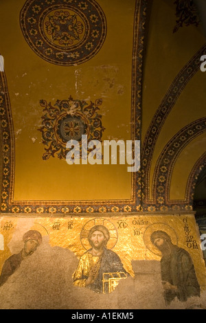 Tessere in Oro, piastrelle, raffigurano il Giudizio universale, Cristo, Maria, Giovanni Battista, Aya Sofya, Istanbul, Turchia. DSC 7374 Foto Stock