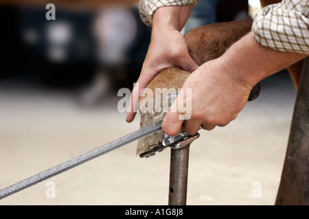 Maniscalco al lavoro, Spagna Foto Stock