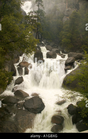 Rocce a cascata, molla runoff, il Parco Nazionale di Yosemite. Foto Stock