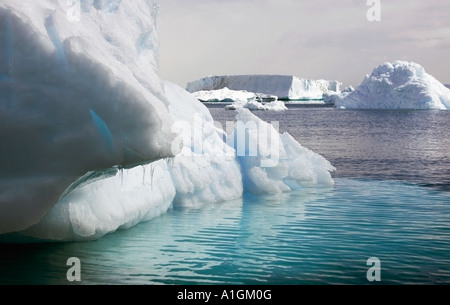 Enormi iceberg in acqua Antartide Foto Stock