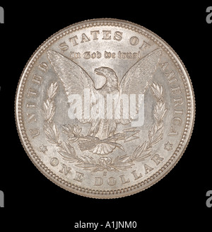 1881 morgan silver dollar US Stati Uniti d'America America American Stati Uniti 100 centesimi un centinaio di numeri decimali golden eagle volo parafango Foto Stock