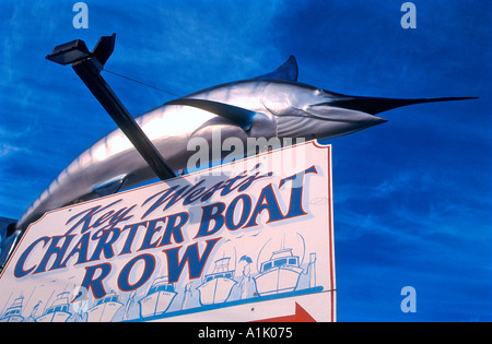 Marlin segno per Charter imbarcazione Row, Key West, Florida Keys, Florida, Stati Uniti d'America Foto Stock