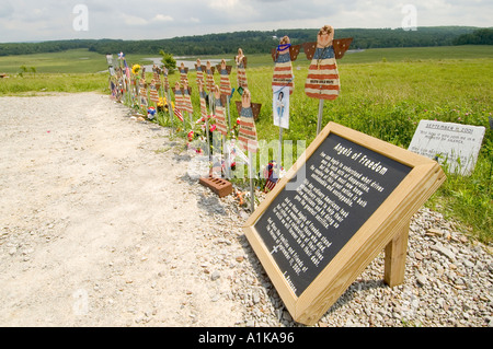 Sito del crash di volo 93 l'aria piano che è stato sollevato in alto su 911 e siamo andati giù in un campo a Shanksville PA Foto Stock