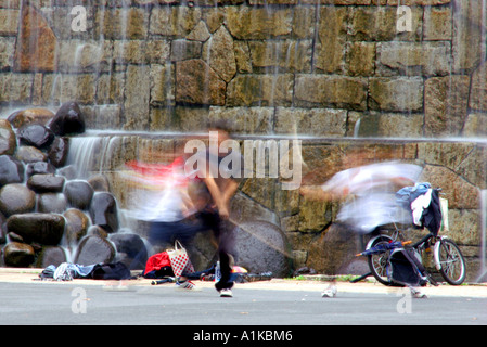 La pratica di kendo, shinjuku central park, tokyo Foto Stock