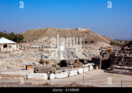 Israele Bet Shean vista generale con Palladius street nel centro Foto Stock