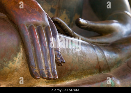 Dettaglio della statua di Buddha, Wat Sa Si, Vientiane, Laos Foto Stock
